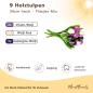 Preview: Hand-painted wooden tulips in lilac and purple colors, 9 pieces, standing in a white wooden vase
