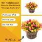 Preview: 50 wooden tulips each 34 cm high in a wicker basket, hand-painted, wooden flowers, wooden decoration, wooden art tulips, Made in Holland - Kopie