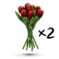 Preview: 2x Tulip bouquet made of wood - 9 hand-painted wooden tulips, 20 cm tall, red/aubergine, wooden flower decoration, made in Holland