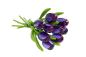 Preview: Tulip bouquet made of wood - 9 hand-painted wooden tulips, 34 cm tall, aubergine/white, wooden flower decoration, made in Holland