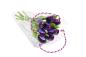 Preview: Tulip bouquet made of wood - 9 hand-painted wooden tulips, 34 cm tall, aubergine/white, wooden flower decoration, made in Holland