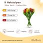 Preview: zwei Holztulpensträuße in herbstlichen Farben, je 9 Stück, stehend und liegend
