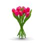 Preview: Tulip bouquet made of wood - 9 hand-painted wooden tulips, 34 cm tall, pink/red, wooden flower decoration, made in Holland