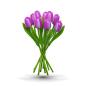 Preview: Tulip bouquet made of wood - 9 hand-painted wooden tulips, 34 cm tall, purple/white, wooden flower decoration, made in Holland