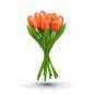 Preview: Tulip bouquet made of wood - 9 hand-painted wooden tulips, 34 cm tall, orange/white, wooden flower decoration, made in Holland