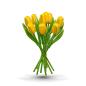 Preview: Tulip bouquet made of wood - 9 hand-painted wooden tulips, 34 cm tall, yellow/green, wooden flower decoration, made in Holland