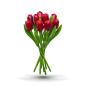 Preview: Tulip bouquet made of wood - 9 hand-painted wooden tulips, 34 cm tall, red/aubergine, wooden flower decoration, made in Holland