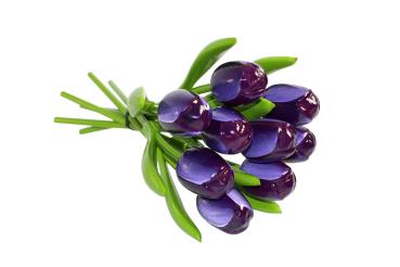Tulip bouquet made of wood - 9 hand-painted wooden tulips, 34 cm tall, aubergine/white, wooden flower decoration, made in Holland